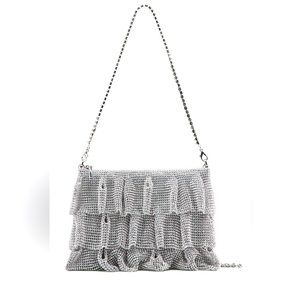 RUFFLED MESH CROSSBODY BAG